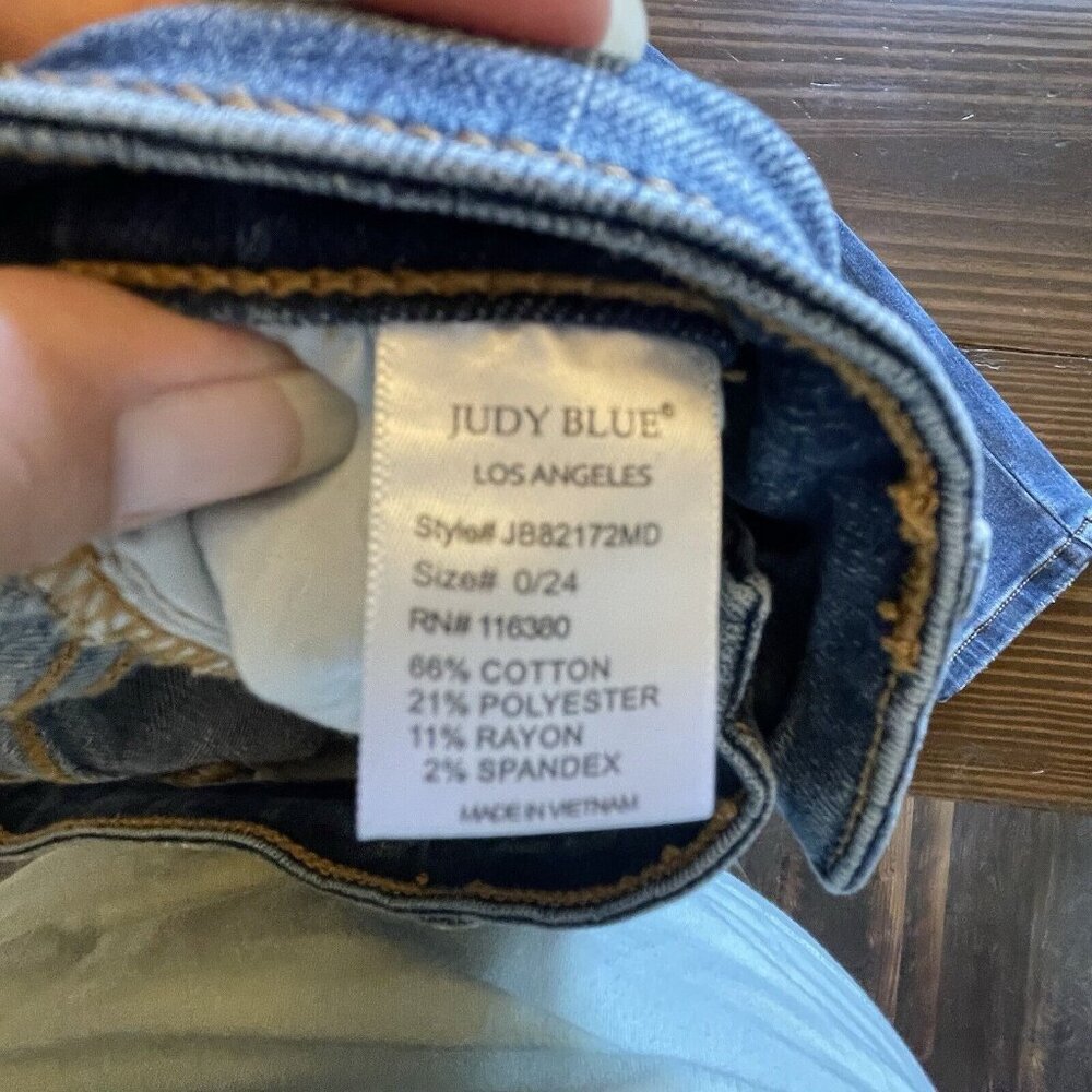 Judy Blue Slim Fit Jeans 0/24 Distressed Medium Wash Mid Rise Stretch Denim - Picture 4 of 13